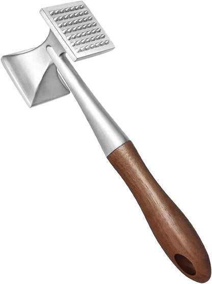 Meat Tenderizer Hammer, Dual-Sided Meat Pounder Tool with Wooden Handle for Steak, Beef, Poultry Mallet
