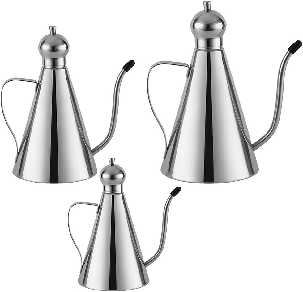 Stainless Steel Olive Oil Dispenser Bottle - Leakproof Oil Pot, Kitchen Storage Container (350ml)