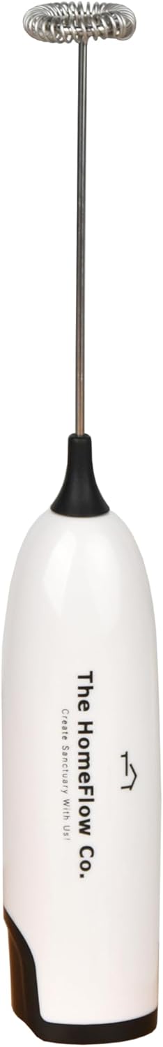 The HomeFlow Co. Milk Frother Handheld Foam Maker, Electric Whisk Drink Mixer, Mini Foamer for Coffee & Cappuccino