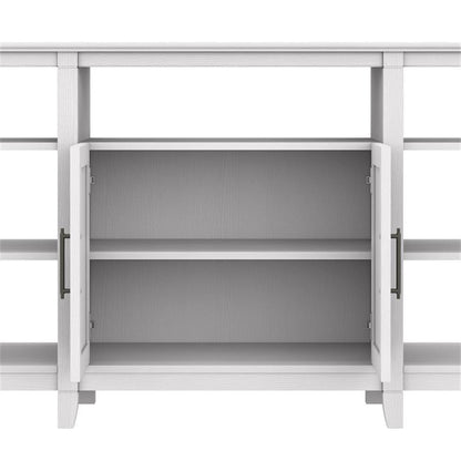 Bush Home Key West Tall TV Stand with Set of 2 Bookcases in Pure White Oak, Farmhouse Entertainment Center for 65 Inch Television