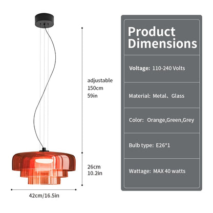 Zobawlks Mid-Century Modern Pendant Light: Hanging Lamp for Kitchen Island - Chandeliers for Dining Room (Orange)