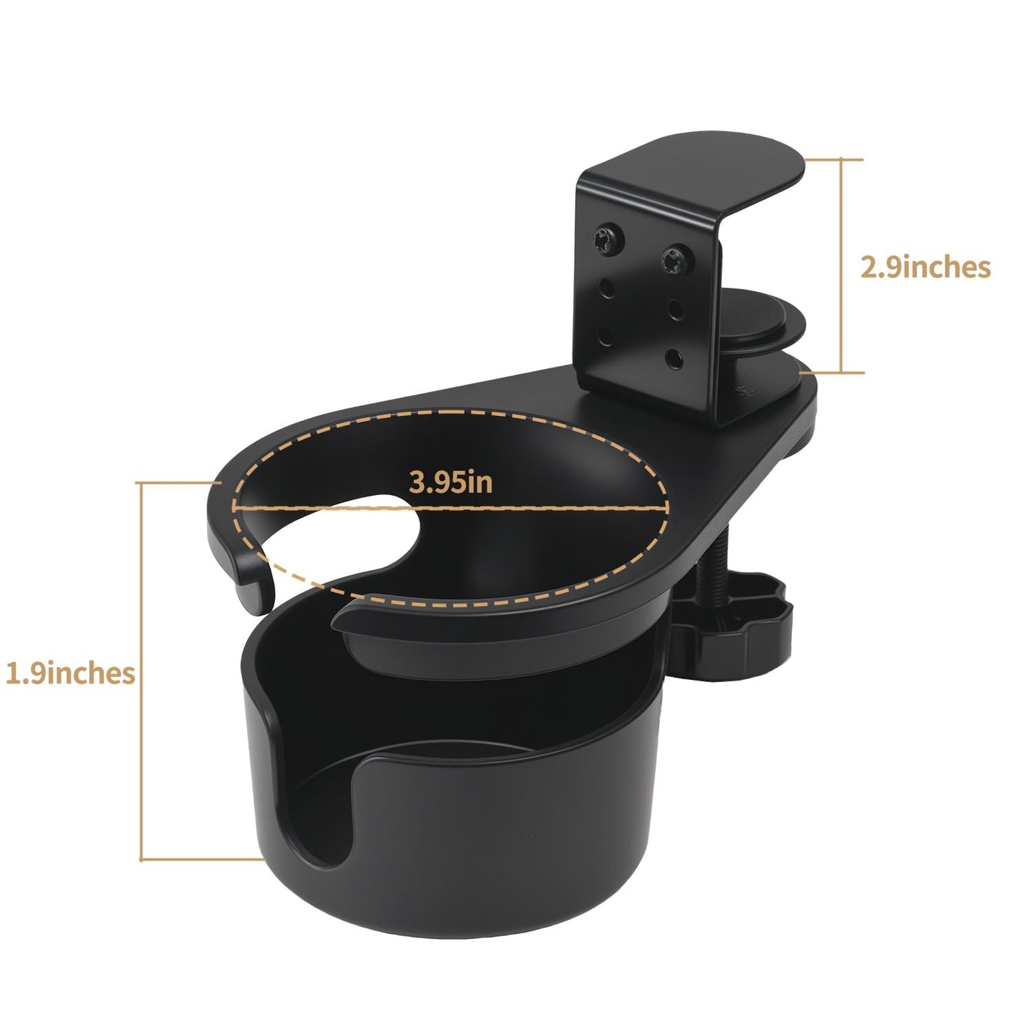 DecBeLiv 360° Rotating Cup Holder Under Desk Anti Spill Space Saving for Home Office Camping for Mugs, Glass, Heavy Drink