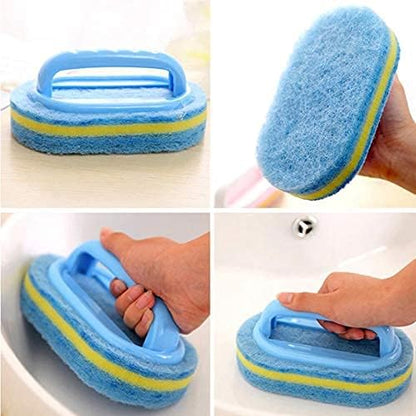 Cleaning Brush for Bathroom Tiles - All Purpose Sponge Brush with Ergonomic Handle for Kitchen Bathtub Toilet