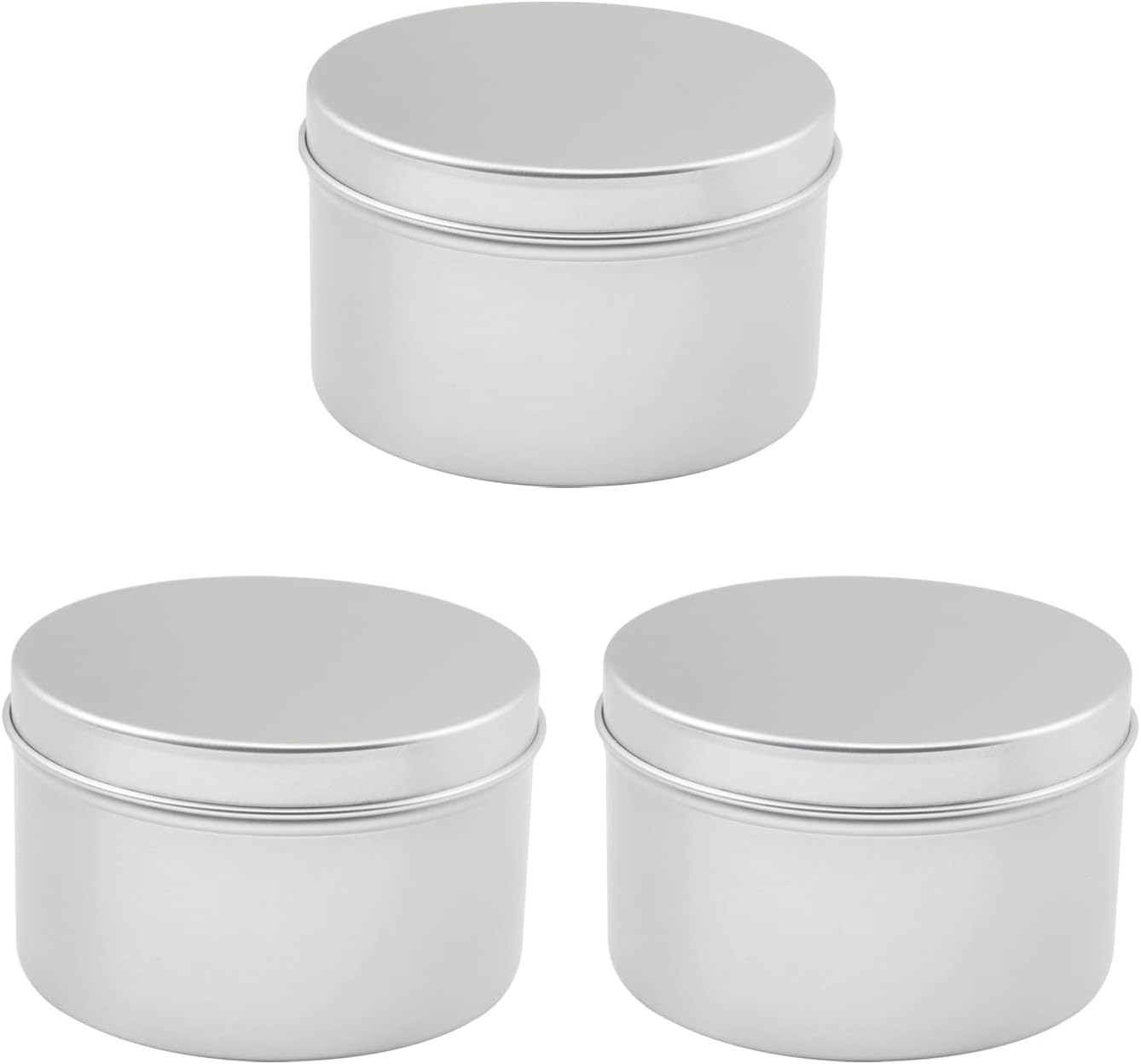Othmro 3pcs 6.8oz Metal Round Tins with Screw Lid, Silver Aluminum Containers for Salve, Spices