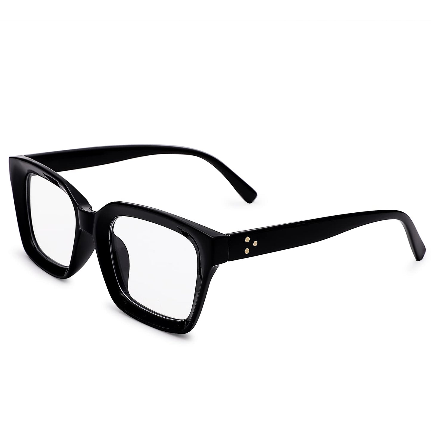 COASION Blue Light Blocking Eyeglasses Classic Thick Square Rim Frame Eyewear for Women Men (Bright Black)