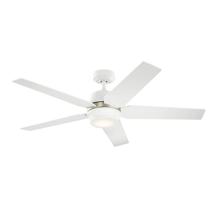 Kichler Maeve 52 inch LED Ceiling Fan with Satin Etched Cased Opal Glass in Matte White with Matte White Blades