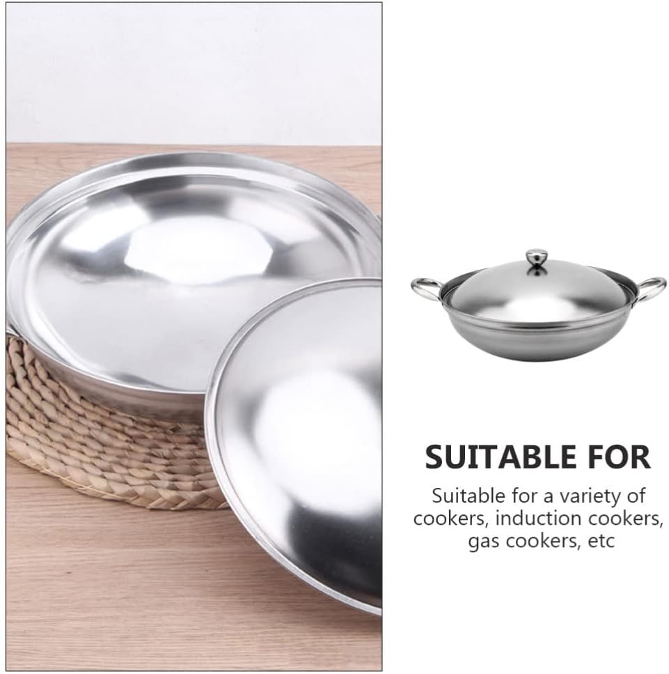 UPKOCH Stainless Steel Hot Pot Pan, 22cm Metal Shabu Shabu Hot Pot with Lid and Handle