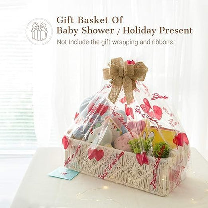 Macrame Storage Baskets, Handmade Woven Decorative Box for Organizing Countertop and Shelf