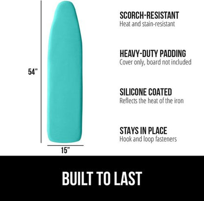 GORILLA GRIP Ironing Board Cover & Pad - Scorch Resistant Silicone Coating, 15x54" Quatrefoil Design