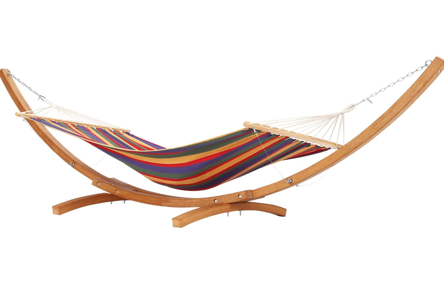 KOKEBREN Wood Hammock Stand Only, Universal Wood Hammock Stand with Chains and Carabiners, Curved Wood Hammock Stand for Outside Patio Backyard Indoor, Max 475 Lbs