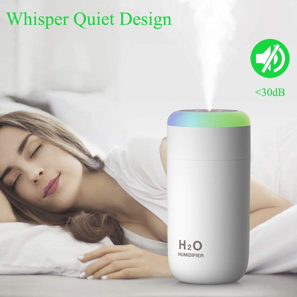 Plant Humidifier, 350ml USB Mini Humidifier for Plants, Small Humidifier with Night Light, Cool Mist for Indoor Use