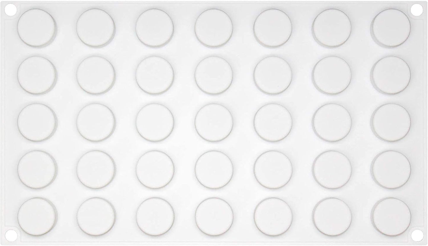 FUNSHOWCASE Mini Round Disc Silicone Mold Tray - 0.9x0.9x0.4 inch, 35 Cavities