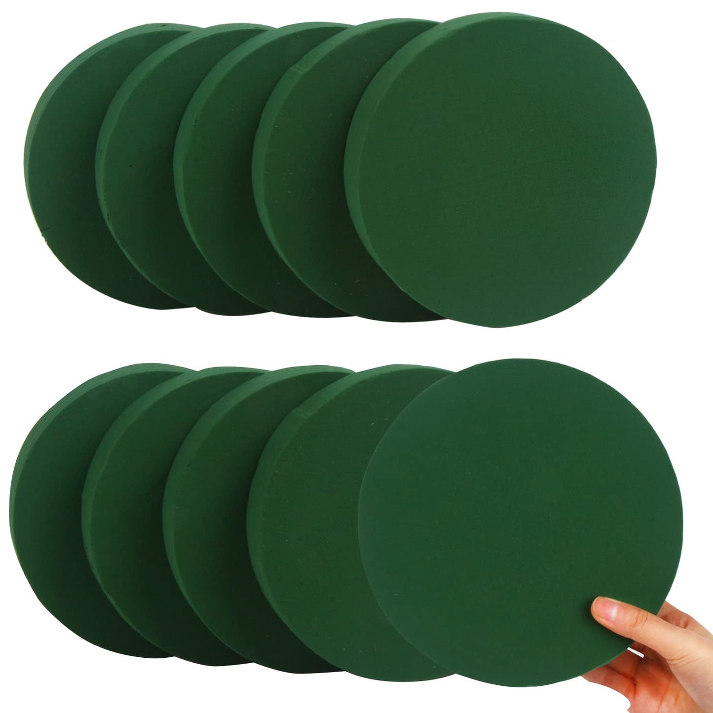 KIMOBER 10PCS 8" Large Round Floral Foam Bricks,Wet Green Foam Blocks for Flower Arrangement,Wedding Decoration