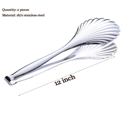 Enwinner Buffet Cooking Serving Tongs, 12 inch Kirsite Catering Chef Food Salad BBQ Serving Utensils, Set of 2(stainless steel) (Stainless Steel)