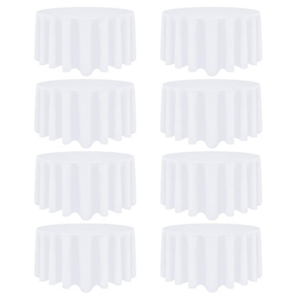 Heneger 8 Pack White Round Tablecloth 90 Inch White Table Cloth Stain and Wrinkle Resistant Reusable and Washable Polyester Fabric Table Covers for Buffet Wedding Party and Banquet