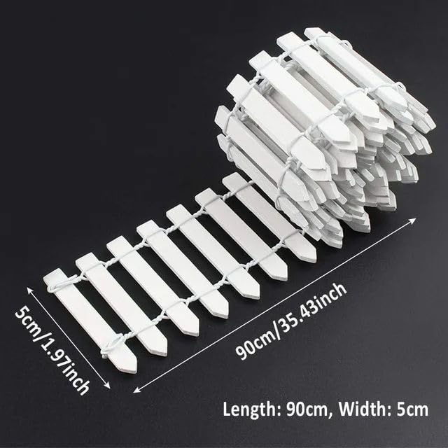 White Miniature Garden Fence, Wooden Picket Fence Border for Bonsai Fairy Garden Decoration Ornament