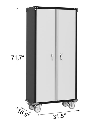IDEALHOUSE 71" Black Metal Storage Cabinet with Lock - Heavy Duty Garage & Pantry Cabinet with 4 Adjustable Shelves, Secure Organization Cabinet for Office, Home, Shop