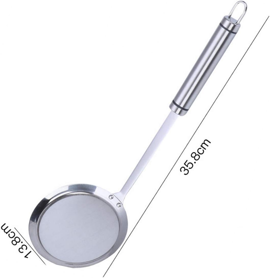 Fine Mesh Strainers, SUS 304 Premium Stainless Steel Kitchen Colander Sieve, Hand-held Oil Spoon with Good Grip