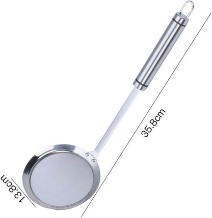 Fine Mesh Strainers, SUS 304 Premium Stainless Steel Kitchen Colander Sieve, Hand-held Oil Spoon with Good Grip