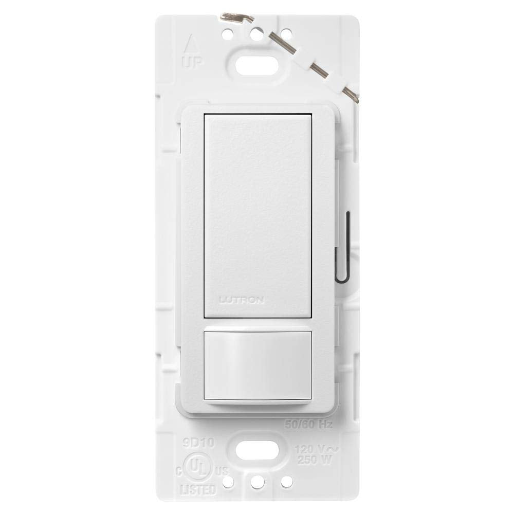 Lutron Maestro Motion Sensor Light Switch Indoor for Bathroom, Garage, Laundry Room, Any Bulbs, Occupancy Vacancy Sensor, Single-Pole, MS-OPS2-WH, White