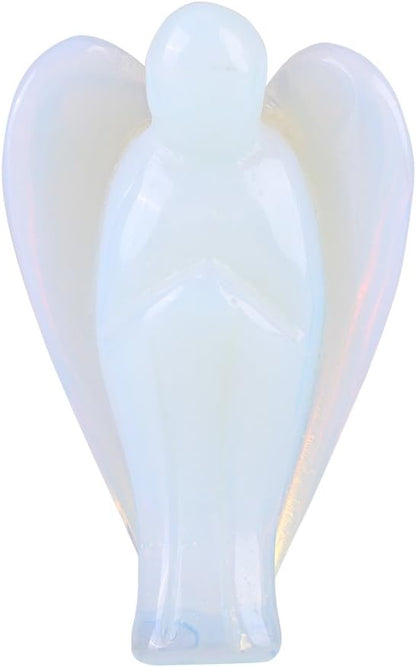 HEEPDD 2 Inch Opal Stone Peace Angel Pocket Statue, Hand Carved Healing Angel Figurine for Meditation Home Decor
