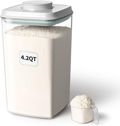 130ml 4L/4.2qt Ankou Airtight Pop Food Storage Container with Lid & Scoop, BPA-Free Cereal, Rice, Flour, Pasta & Snack