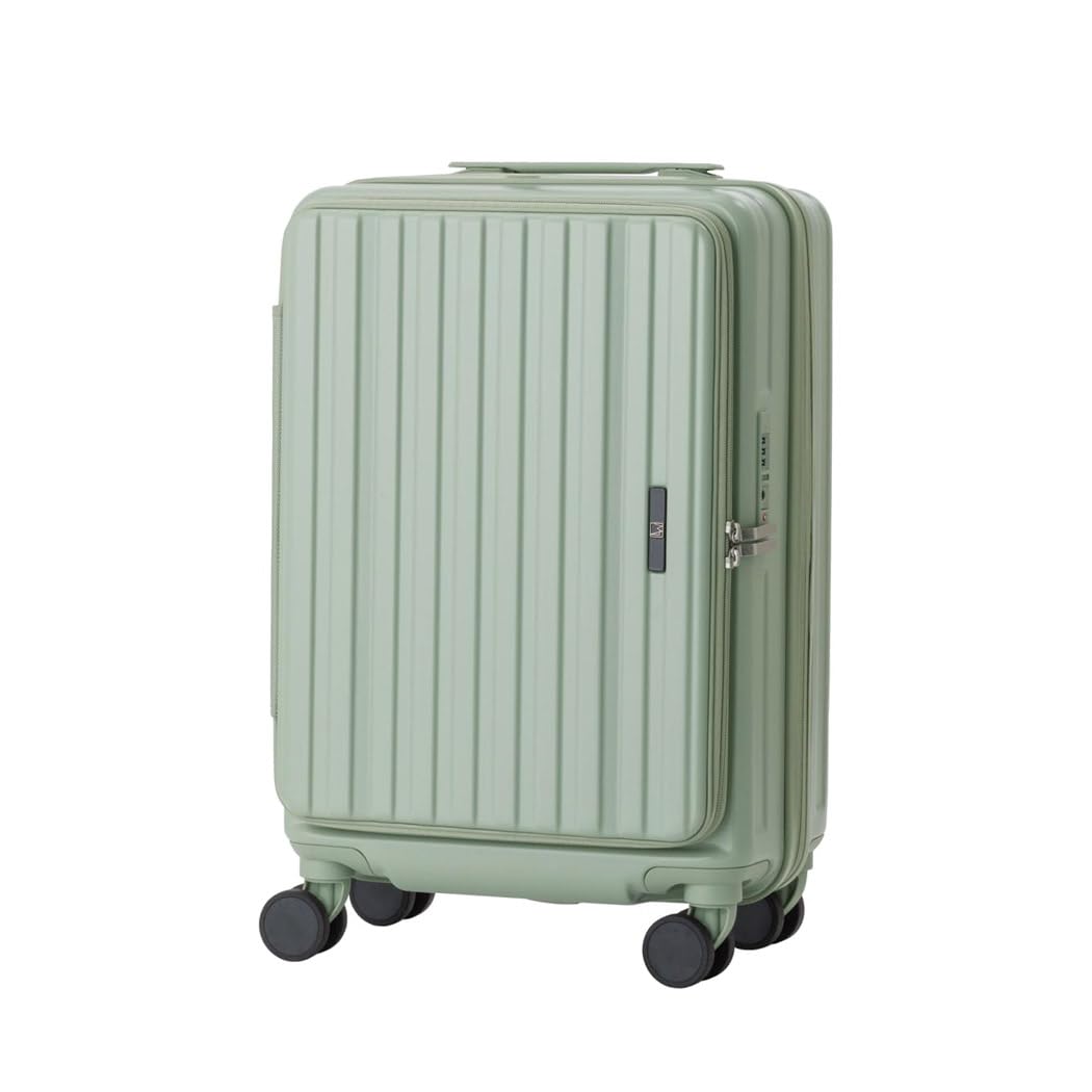 LEGEND WALKER 26" Large Checked Luggage, Front Opening Expandable Hardshell Suitcase with Spinner Wheels, TSA Lock, USB Port & Cup Holder, Light Green, 5524-67