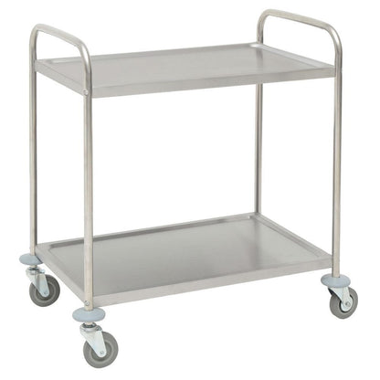 HUBERT Trolley Cart Stainless Steel 2 -Shelf - 31 9/10" L x 17 9/10" W x 33 5/8" H