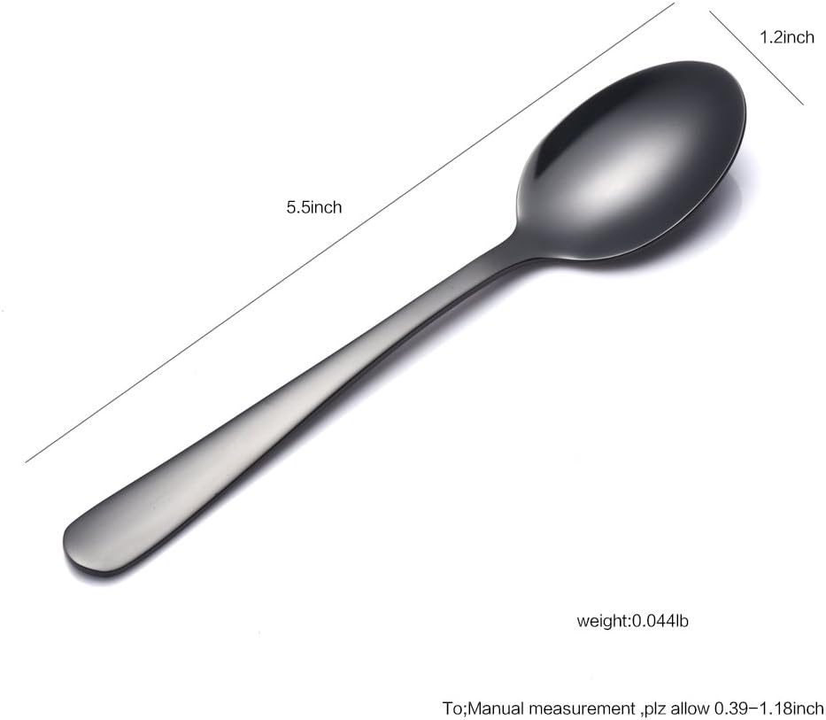 Buyer Star 12 Pieces Black Teaspoons - 5.5-Inch Mini Coffee Stainless Steel Espresso Spoons