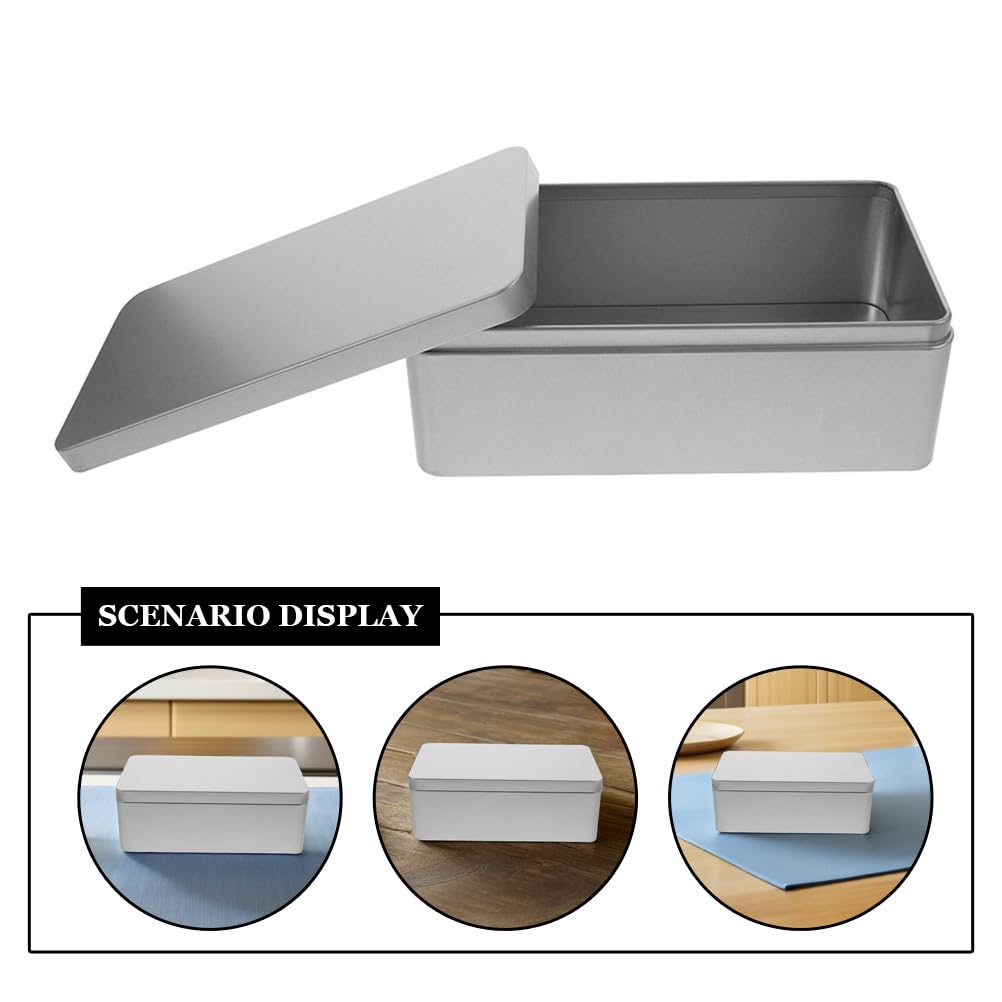 Cabilock Rectangular Tinplate Tea Box with Lid 9.25X4.33X2.55 Inch Storage Container for Loose Leaf Tea Candy and Jewelry Organizer