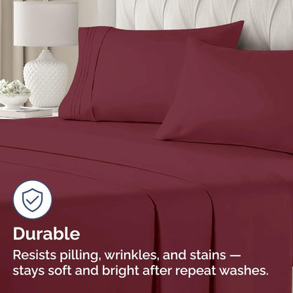 Queen Pillow Cases by LuxDecor - Ultra Soft Hotel Quality - Wrinkle Free & Stain Resistant - Burgundy 2-Piece Set