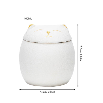 SHOWERORO Lucky Cat Storage Jar Tea Containers Coffee Bean Container Sealable Containers Cat Ceramic Tea Jar Candle Tins Salt Bottles Storage Decorative Home