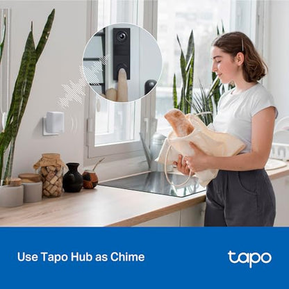 Tapo Smart Video Wireless Doorbell Camera - 2K, 160° Ultra-Wide View, Up to 180 Days Battery, Alexa, Google Assistant Compatible, Free AI Person Detection, IP54, SD/Cloud Storage, D205