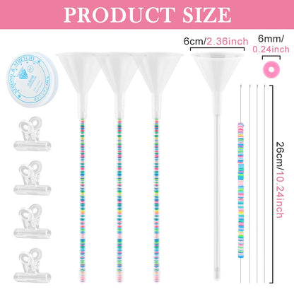 Kryslanix 4 Pack Beading Funnel Bracelet Making Kit with 1Roll Crystal Elastic String,Clay Beading Tools Kit for 0.24" Clay Beads,for Jewelry Making with Beading Funnel,Beading Needles,Clip