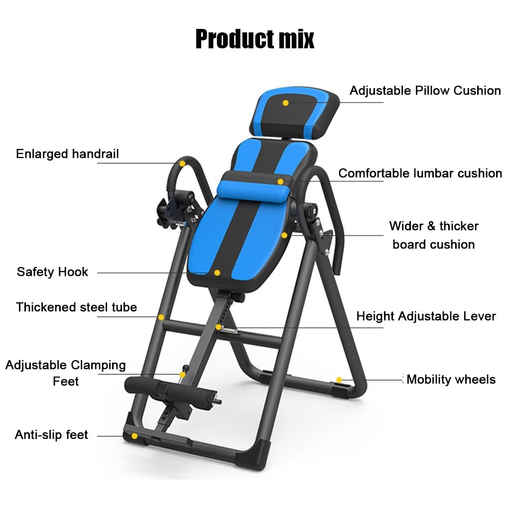 RIEJIN Inversion Table with Ankle Relief and Safety Features, Improve Posture and Spinal Health