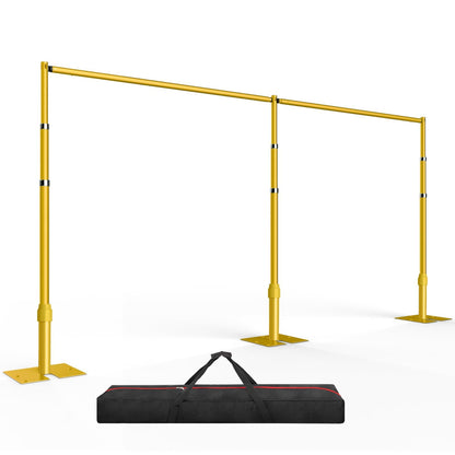 EMART Backdrop Stand Heavy Duty 10ftx20ft, Adjustable Pipe and Drape Photo Background Support Kit, Metal Frame with Flat Base for Wedding Birthday Party Banquet Decorations-Gold