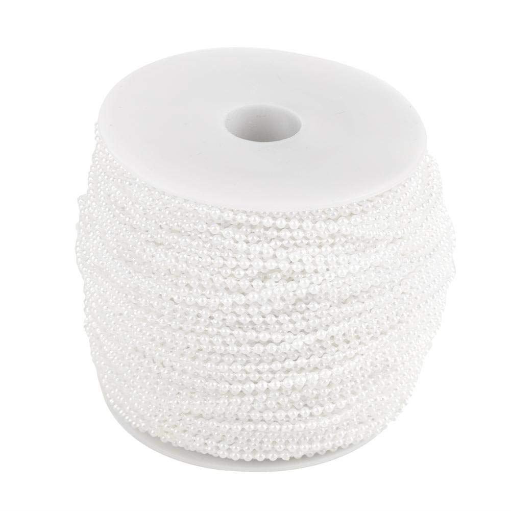 Faux Pearl Bead Garland Spool Rope,100m/roll Imitation Pearl Wire Beads Garland String Wedding Party Decoration 2.5mm(White)
