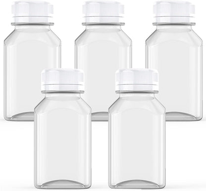 Axe Sickle 5 Pcs 8 Ounce Juice Bottles Plastic Milk Bottles with Tamper Evident Caps for Milk Juice Drinks Containers
