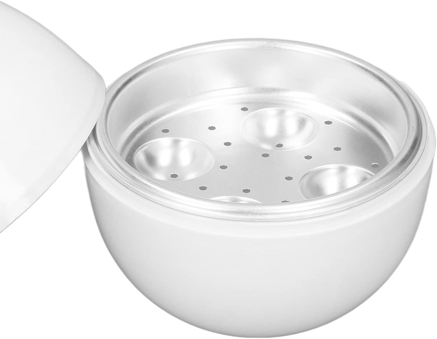 Rapid Egg Cooker, 4 Eggs Capacity Hard Boiled Cooker, Compact Design, ABS Material, Egg Shape, Microwave Function, White