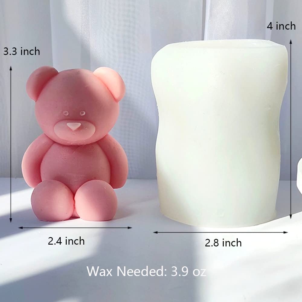 Big Sitting Bear Candle Mold,Silicone Molds for Wax Resin DIY Candles Handmade Soap Mould, Hand Crafts for Home Wedding Party Decoration