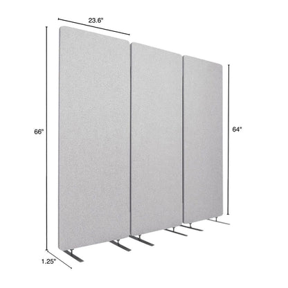 Stand Up Desk Store ReFocus Freestanding Noise Reducing Acoustic Room Wall Divider Office Partition (Cool Grey, 72" x 66", Zippered 3-Pack)