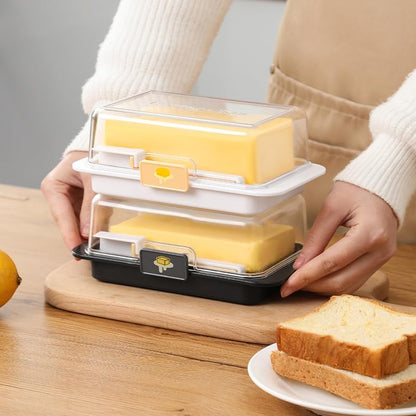 YUEICOIY 500g Countertop, Butter Storage Box with Cutting Handle, One-Hand Open Lid, Measuring Spreader with Scale