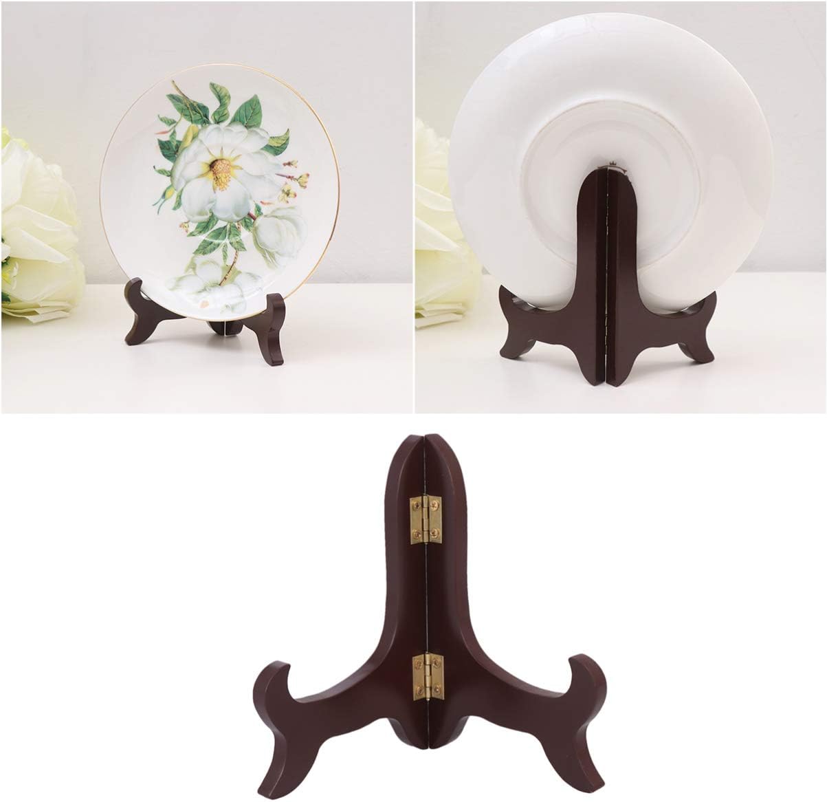 Gatuida Wooden Plate Holder, Decorative Plate Display Stand, Picture Easel Holder
