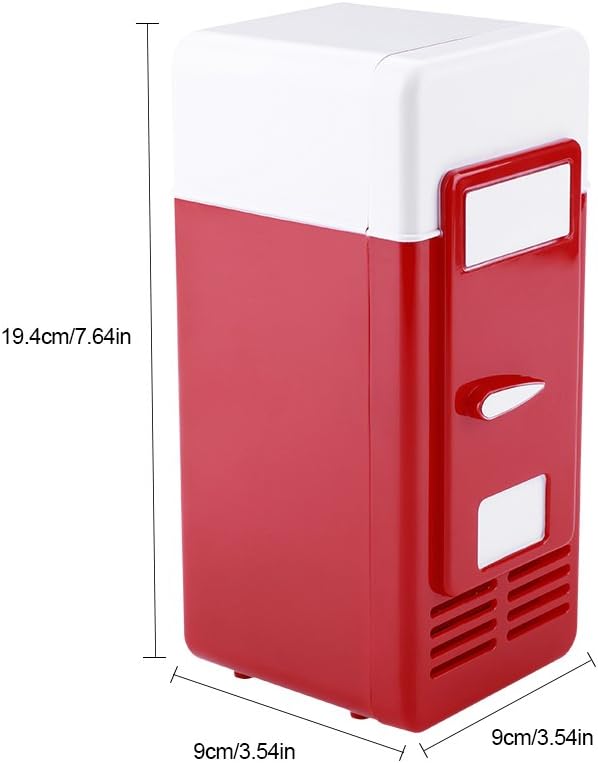 Mini USB Fridge - LED USB Refrigerator, Portable Compact for Drinks, Beverage Cans, Home, Office, Car (Red)
