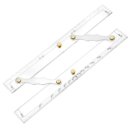 QWORK Parallel Ruler with Clear Markings, 12 in Navigation Plotting Tool, Clear Scale Nautical Plotter, Mapping Points to Pull Parallel Ruler