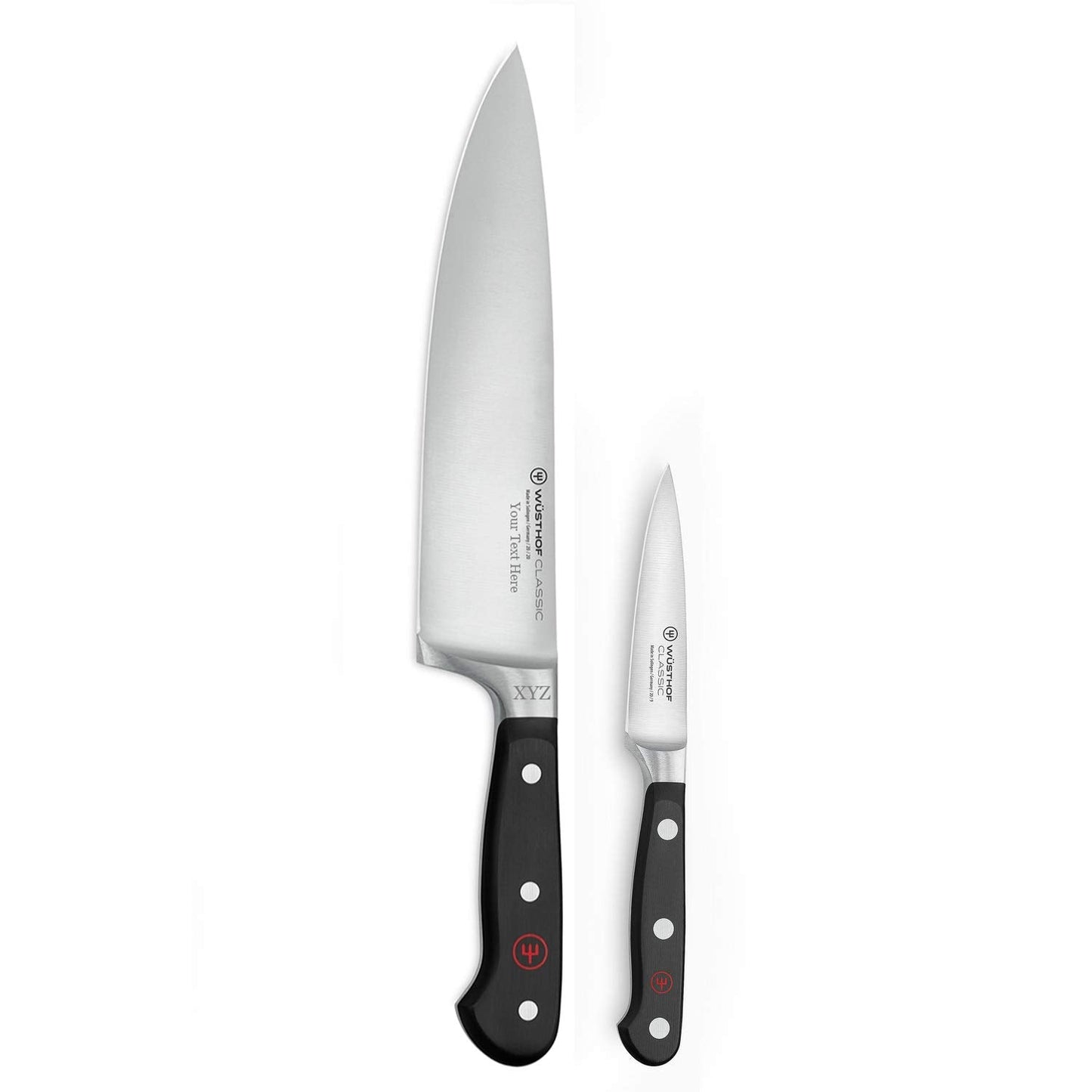 Wüsthof Classic 2-Piece Chef's Knife Set, Black - Custom Engraved