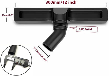 12" 360 1.25" 32mm Universal Vacuum Cleaner Attachment Swivel Floor Brush Tool ID Vacuum Brush Accessorie