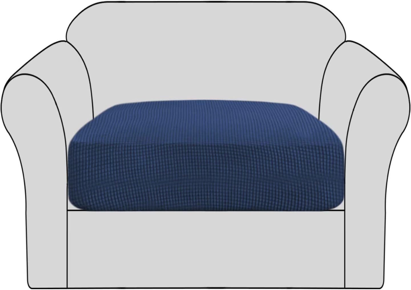 H.VERSAILTEX High Stretch Individual Seat Cushion Covers for Sofa Slipcovers, Navy Jacquard Twill Fabric (1 Pack)