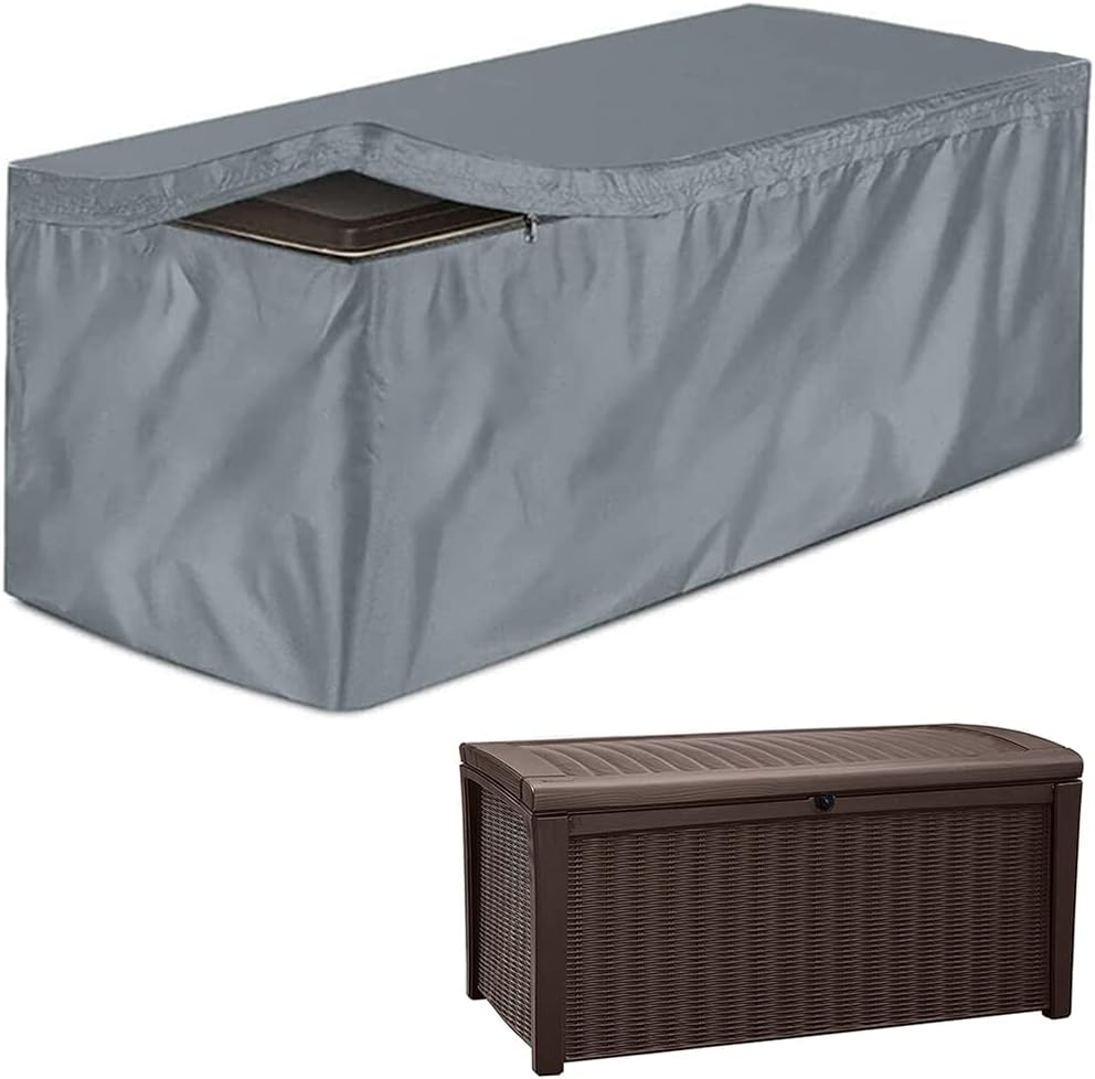 Skyour 420D 48x24x22in) Patio Deck Box Cover Heavy Duty Oxford Waterproof Bench Outdoor Storage Deck Boxes Covers
