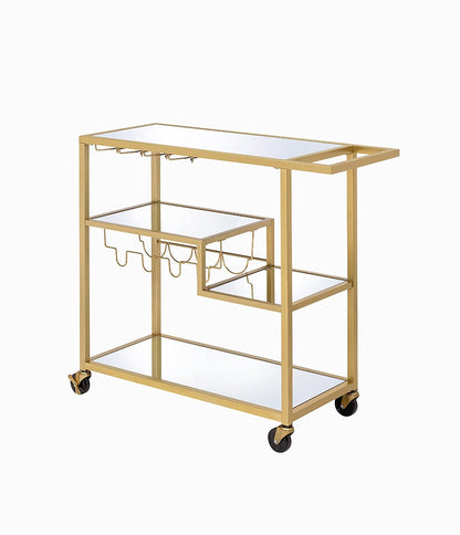 GOWE Adamsen Mirrored & Champagne Finish Serving Cart